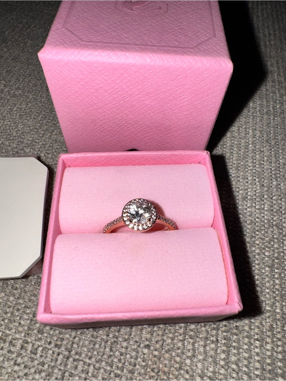 Atelier Swarovski Rose Gold Halo Ring with Clear Center Stone